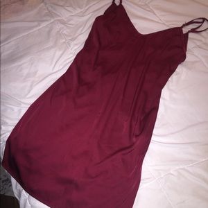 red slip dress with matching chocker